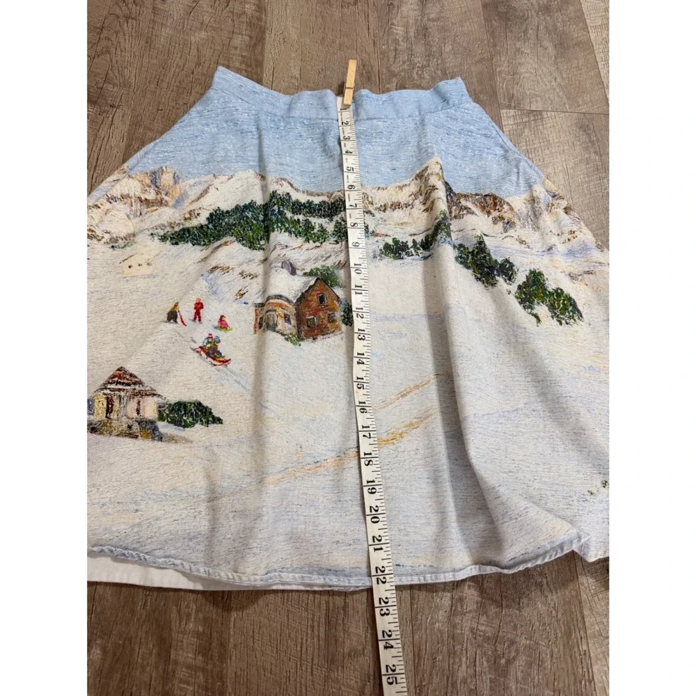 Corey Lynn Calter Winter Alpine Mountain Scene Tapestry‎ Skirt Blue White Small